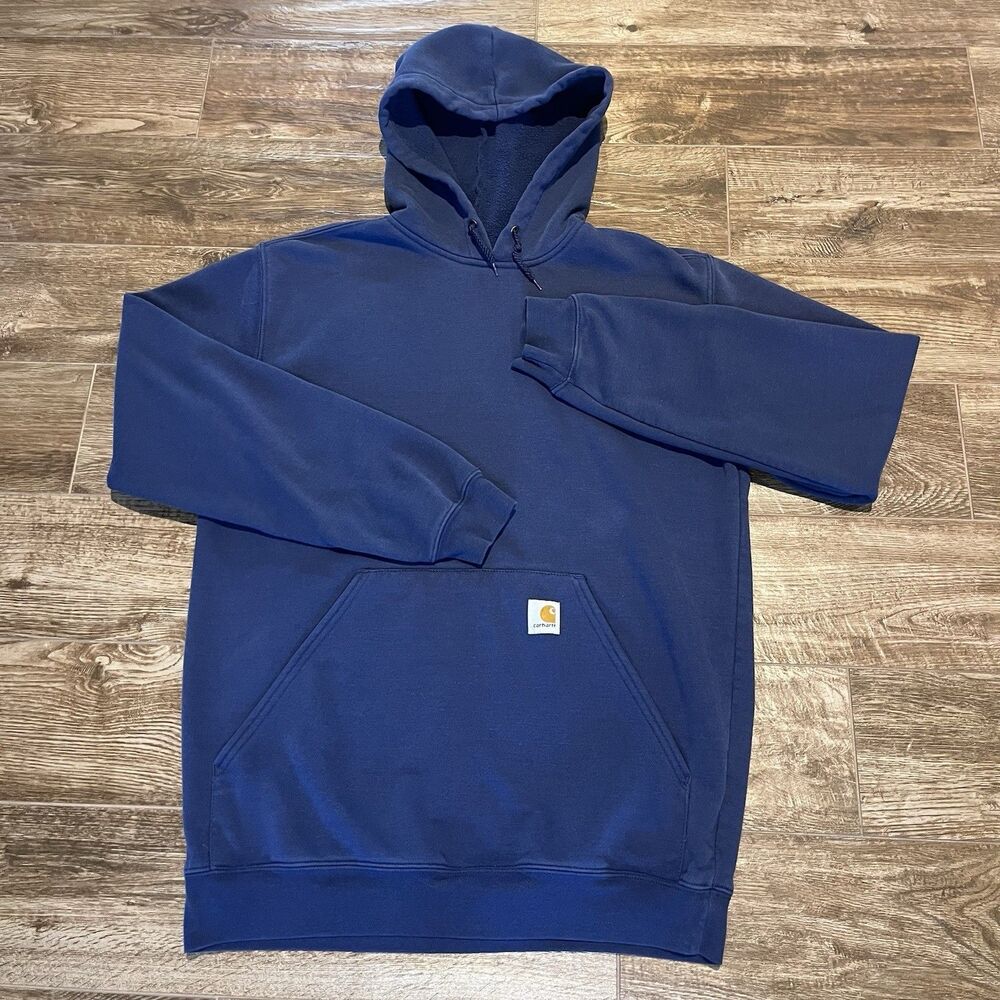 Carhartt Hoodie Mens Medium Navy Blue Workwear Pullover Sweatshirt Streetwear